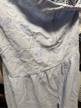 Hollister Pale Blue Floral-Embroidered Maxi Dress